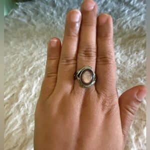 Silver Oval Smoky Quartz Stone Ring